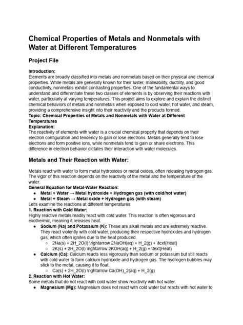 Chlorine metal or nonmetal.  2.  While it isn't flammable, it is extremely react...