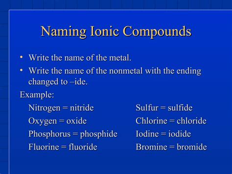 Chlorine metal or nonmetal.  The halogens include How To Write Ionic Compound Fo...