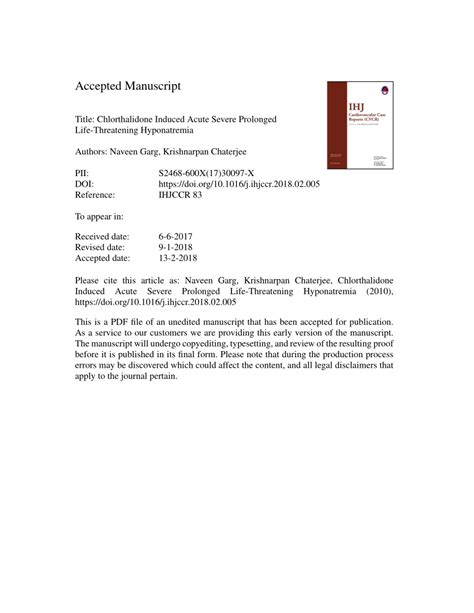 Chlorthalidone induced acute severe prolonged life-threatening ...