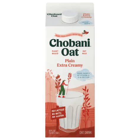 Chobani extra creamy oat milk. Chobani® Extra Creamy Oatmilk. 4.89 ( 171) View All Reviews. 52 fl oz UPC: 0081829001703. Purchase Options. Located in 60. $350 $4.49. 
