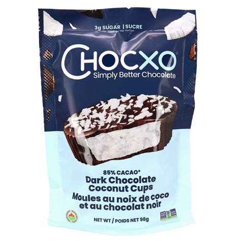 Chocxo. ChocXO Keto Snaps Dark Chocolate Coconut, Almonds & Sea Salt, 98g. CA$6.99. Shop All ChocXO. Why You’ll Love It. ChocKETO Snaps are made with our newest 85% Cacao (Fine Flavour Cacao Beans) Chocolate, and the flavor is remarkable due to the unique origin of the beans. We have reduced the sugar to a mere 15% of total ingredients, making … 