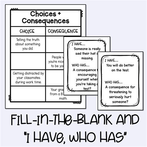 Choices and Consequences Lesson Plan and Activity Choices