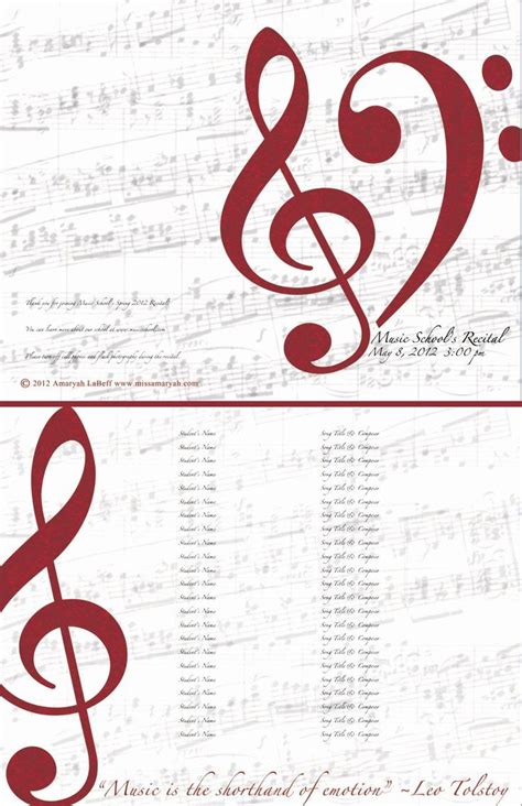 Choir Concert Program Template Lovely Free Customizable Recital Program
