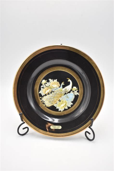 Chokin Art Plate with Peacock Design - amazon.com