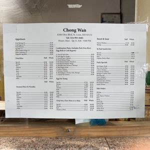 Chong Wah - Menu - Saint Louis - Yelp