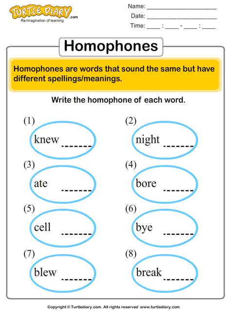 Choose the correct Homophone Turtle Diary