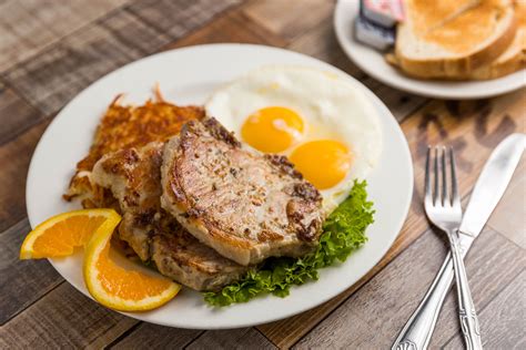 Chops and eggs. Preheat oven to 425℉. Line a sided cookie sheet with aluminum foil and spray with cooking spray. Line up 3 seperate shallow dishes. In the first, mix together flour and spices. Whisk the eggs in the second dish and place Panko in third. Pat pork chops dry using paper towels. 