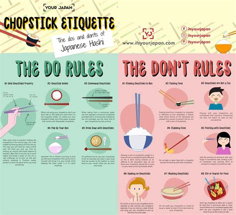  Chopstick etiquette varies from culture to culture, but there are a few general rules that you should be following. Generally speaking, you shouldn’t use your chopsticks to pierce your food like a fork. If you can handle chopsticks correctly, you’ll be able to pick up whole chunks of food in one go and rest them between the chopsticks. .