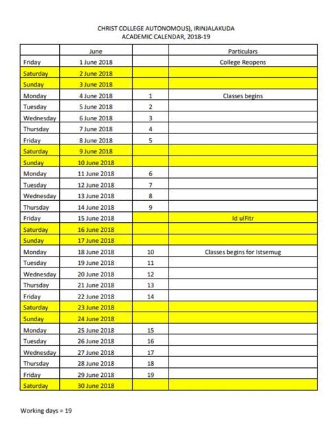 Christ University Academic Calendar 2024-24