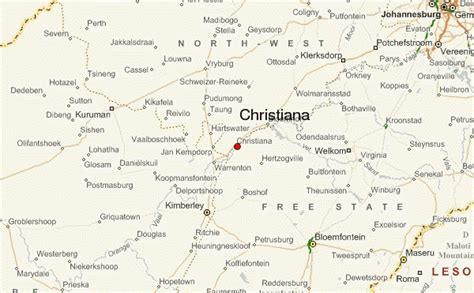 Christiana Map - Town - North West Province, South …