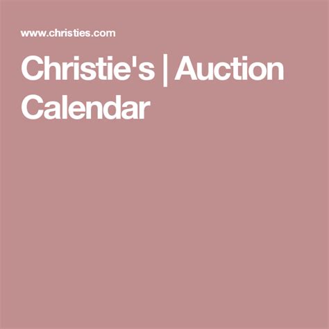 Christies Auction Calendar
