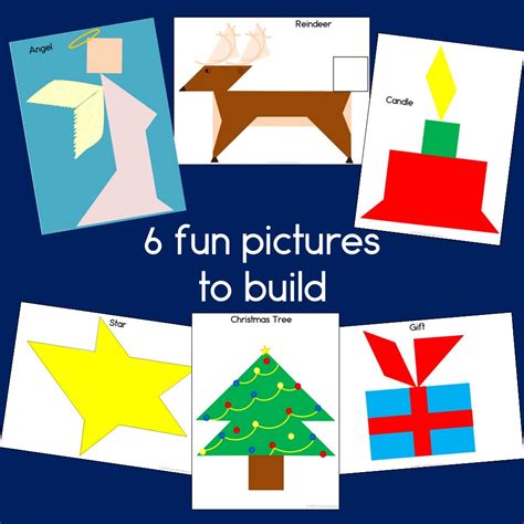 Christmas 2D shape activities with Tangram Puzzles 2d shapes
