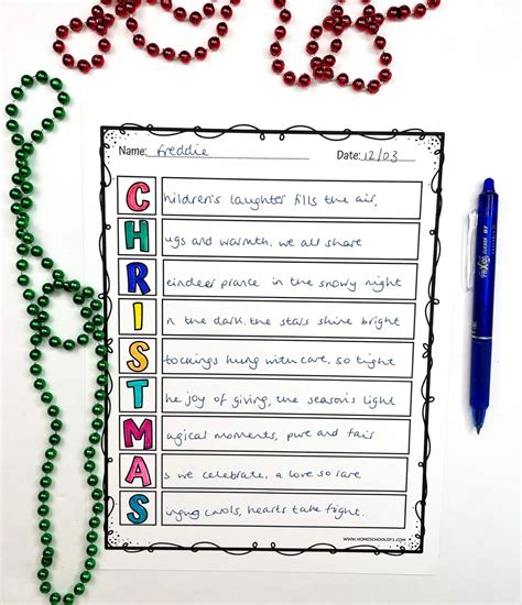 Christmas Acrostic Poem Template
