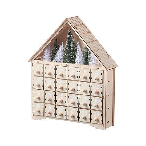 Christmas Advent Calendar Wooden Christmas House Design with Drawers