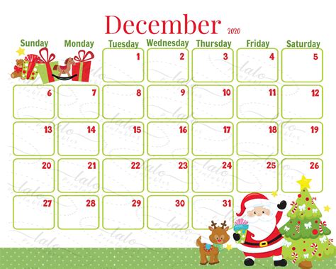 Christmas Calendar To Prin