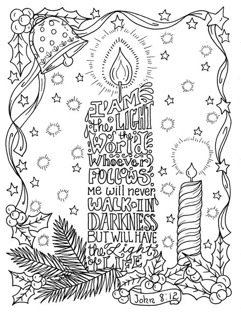 Christmas Candle Coloring page Christian Scripture Color book Etsy
