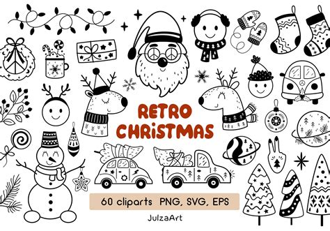 Christmas Clipart Black and White Design Bundles