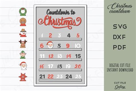 Christmas Countdown Calendar SVG Cut File