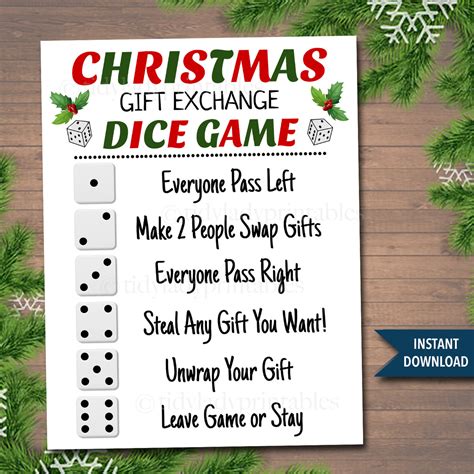 Christmas Dice Game Rules Printable
