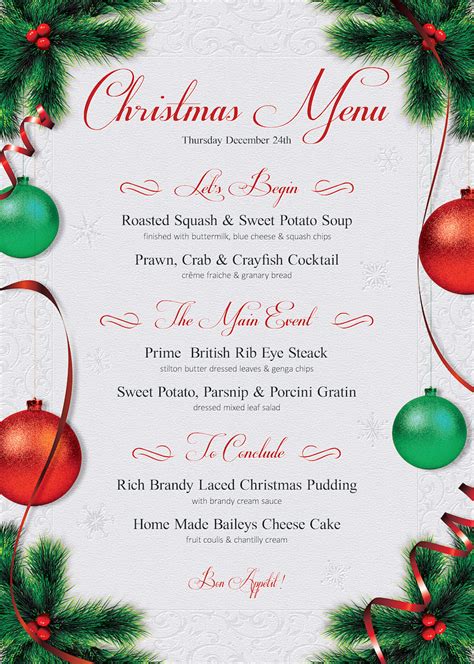 Christmas Dinner Menu Template