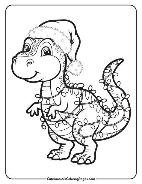 Christmas Dinosaur Coloring Pages
