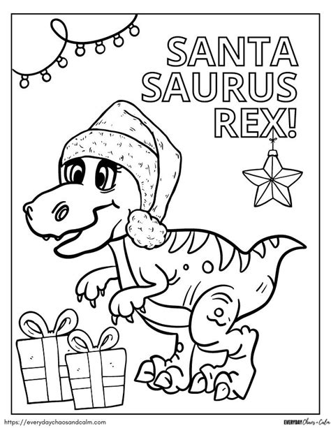 Christmas Dinosaur Coloring Pages Free Printable Coloring Pages