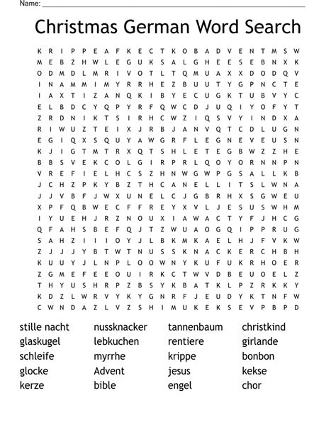 Christmas German Word Search WordMint