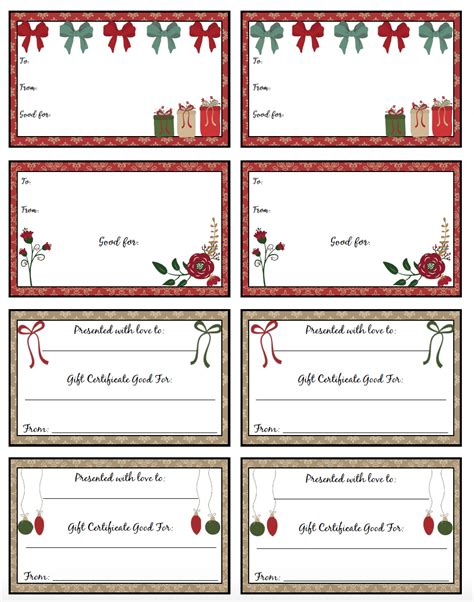 Christmas Gift Card Free Template