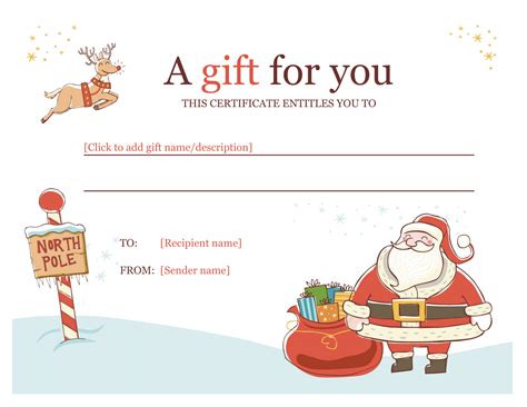 Christmas Gift Certificate Template Free Download Microsoft Word