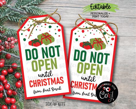 Christmas Gift Tags Do Not Open Until Christmas