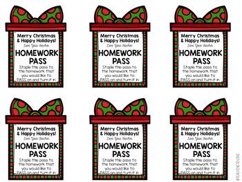 Christmas Homework Pass For Students Irsiluma Lt