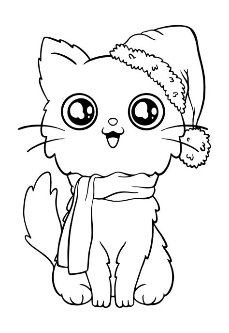 Christmas Kitten Coloring Pages Printable