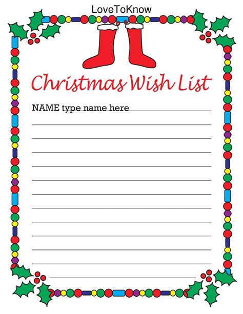 Christmas List Templates 12+ Free Printable Word, Excel & PDF Formats