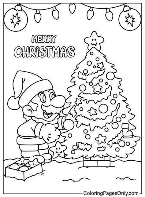 Christmas Mario Coloring Pages