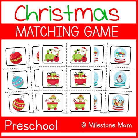 Christmas Matching Game Milestone Mom