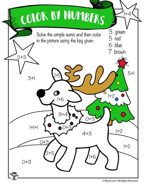 Christmas Math Coloring Addition Worksheet Woo! Jr. Kids Activities