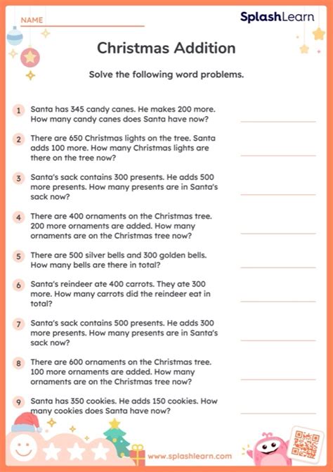 Christmas Math Word Problems Worksheets