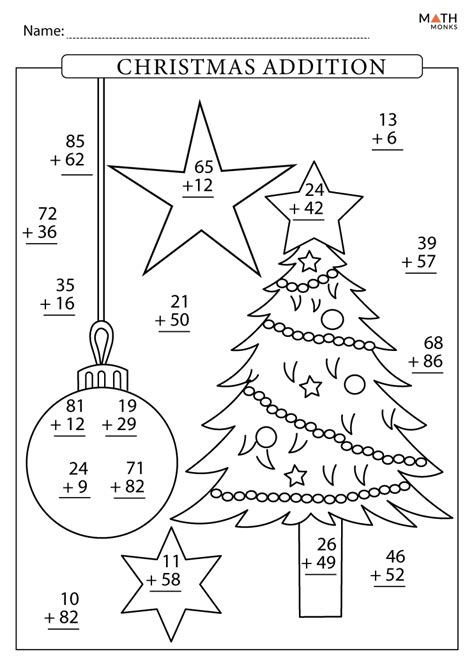 Christmas Math Worksheets Addition Tree
