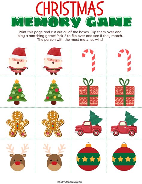 Christmas Memory Game Printable Memory Game Printable Etsy Canada