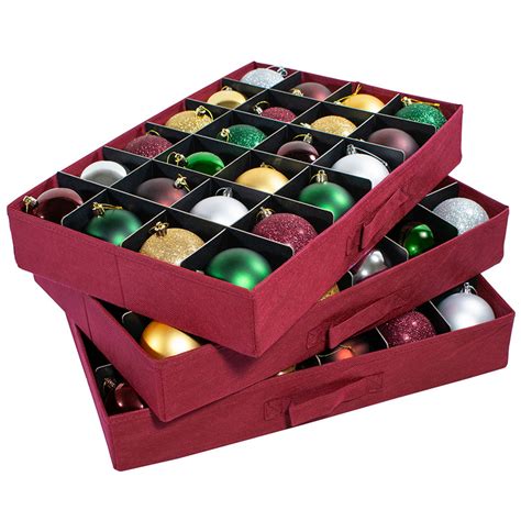 Christmas Ornament Storage Box with 3 Slide Out Trays, …