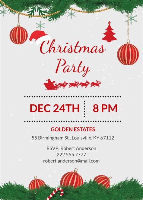 Christmas Party Invitation Template Free