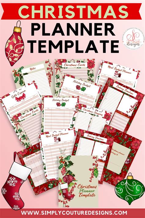 Christmas Planner Template for PLR and Commercial Use with glitter
