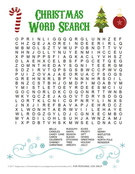 Christmas Printable Word Searc