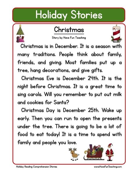 Christmas Reading Comprehension Worksheet Have Fun Teaching