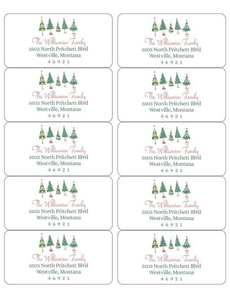 Christmas Return Address Labels Template Database