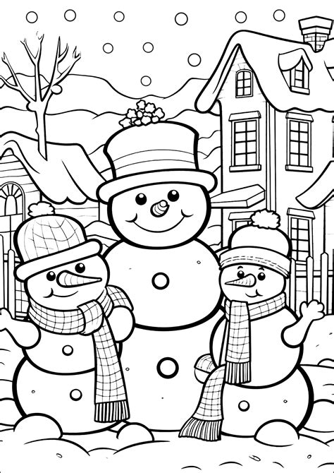 Christmas Snowman Coloring Shee