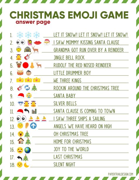 Christmas Song Picture Game Answers
