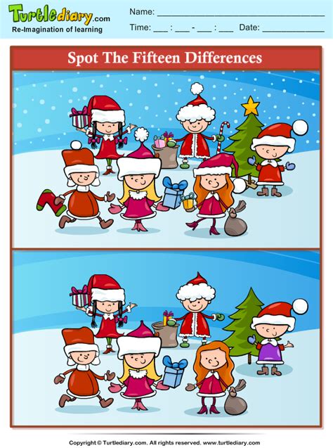 Christmas Spot The Difference Worksheet Activity
