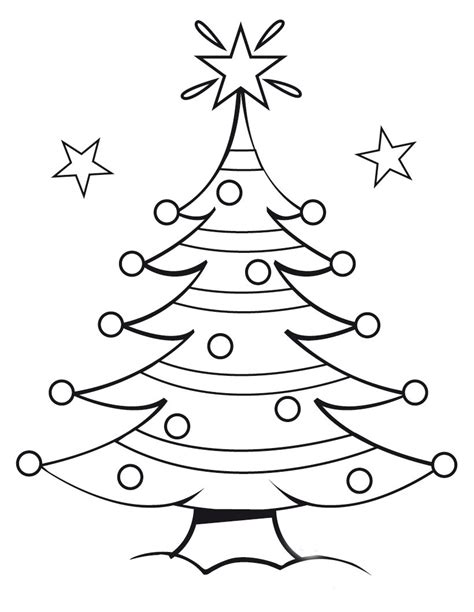 Christmas Tree Coloring Page Fully Decorated Xmas Tree