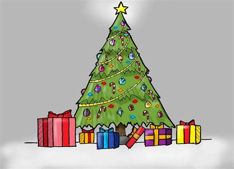 Christmas Tree Drawing With Presents